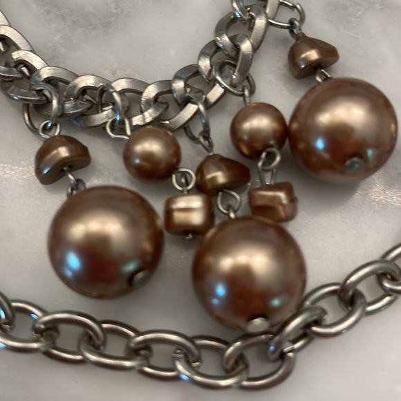 Brown/gold/silver tie necklace - Picture 3 of 3